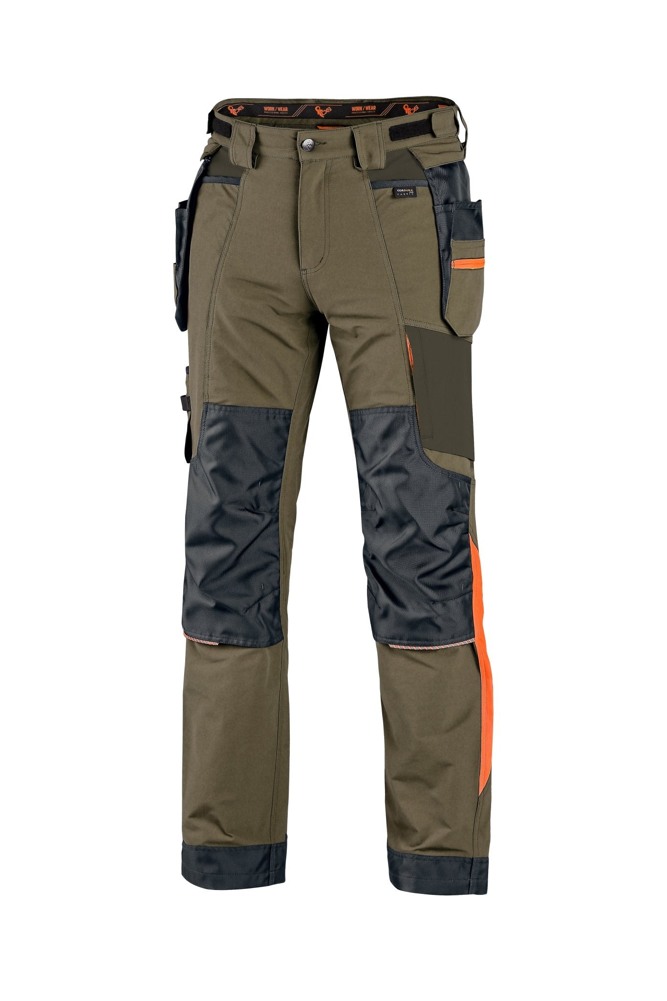 CXS Naos Men's Pants in Green/Black/Orange - Euro Work Wear
