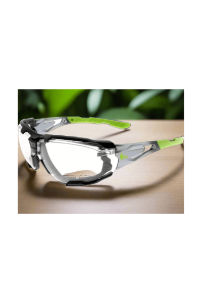 CXS Opsis Tieva Clear Safety Glasses in Black/Green - Euro Work Wear