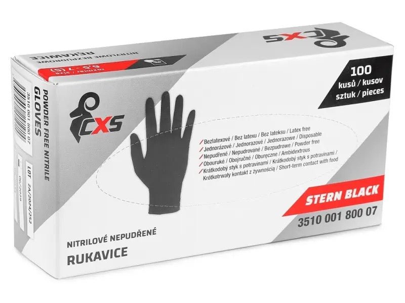 Gloves CXS STERN BLACK, disposable, nitrile, powder free - Euro Work Wear
