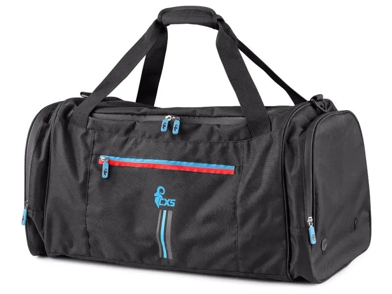 Sports bag CXS LEONIS, 24x12x12 inch, black with blue/red accessories - Euro Work Wear