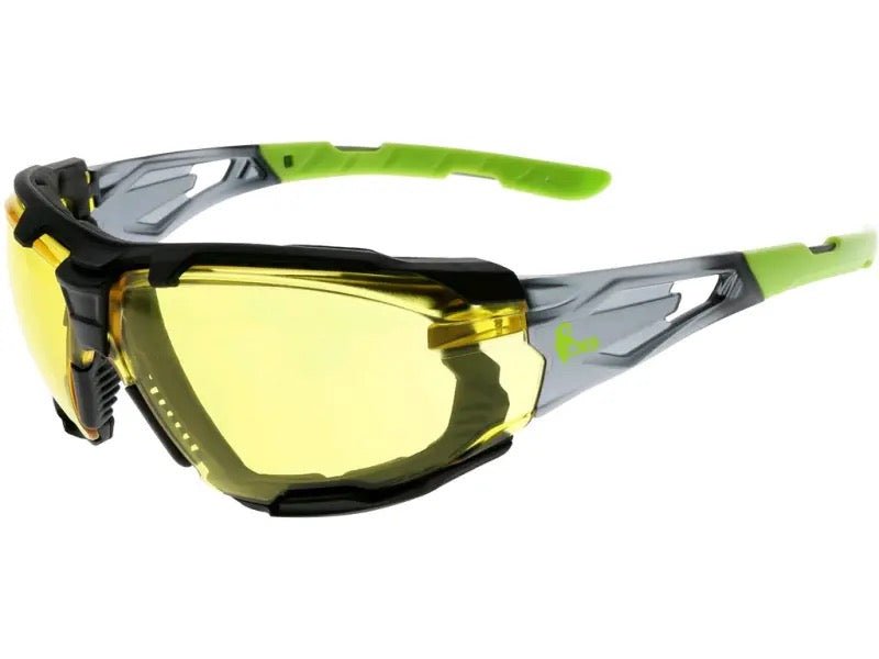 CXS Opsis Tieva Amber Safety Glasses in Black/Green - Euro Work Wear