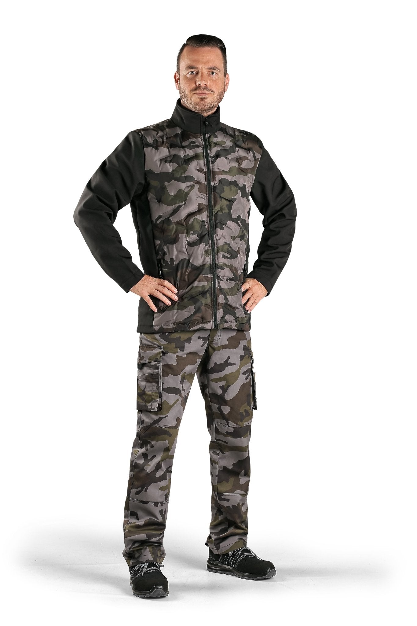 Jacket CXS CAMO, men’s, camouflage black - Euro Work Wear